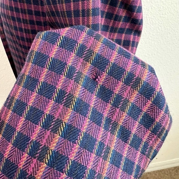 Pendleton Vintage Wool Burgundy Plaid Velvet Collar Button Blazer Jacket 8P - Picture 8 of 8